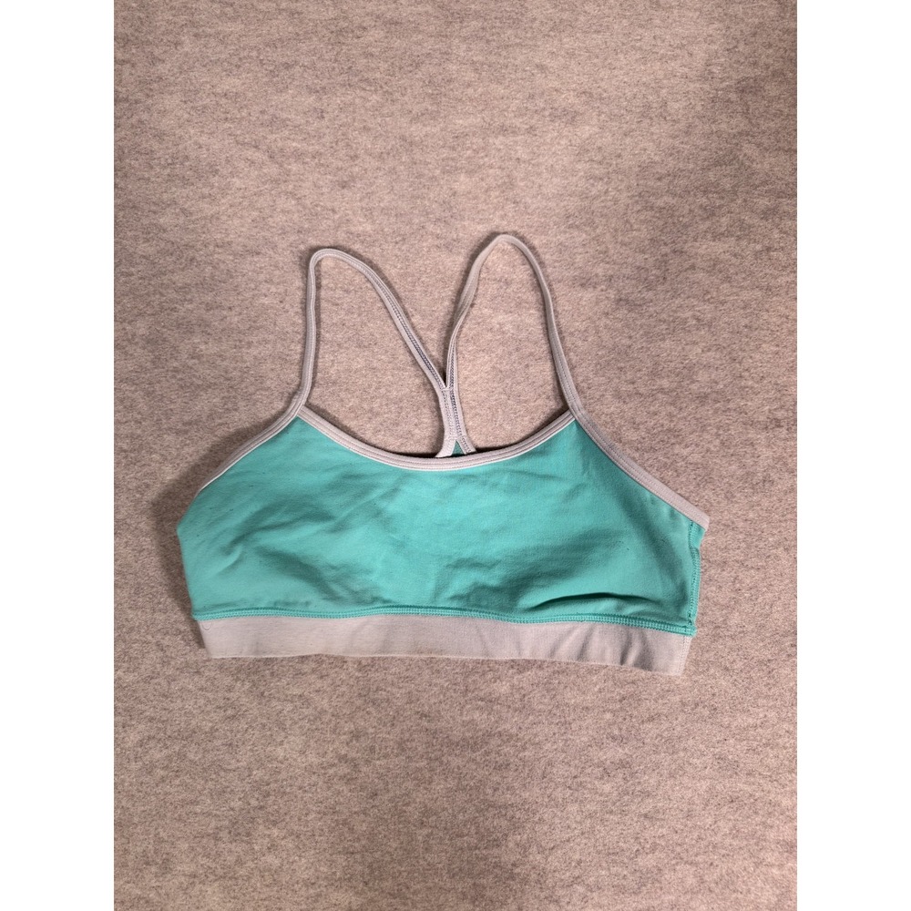 Lululemon Flow Y Sports Bra Womens 8 Green Stretch Sweat Wicking Running Workout